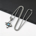 Evil Eye Geometric Pendant Necklace — Stainless Steel