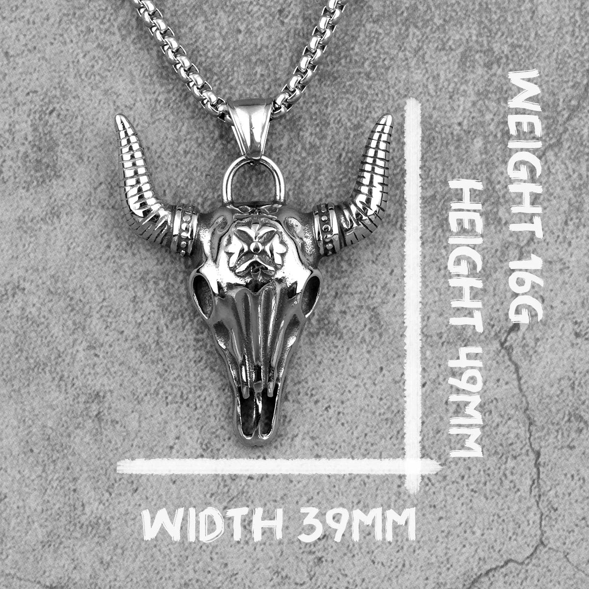 Cattle Skull Long Men Necklaces Pendants Chain Punk Unique for Boyfriend Male Stainless Steel Jewelry Creativity Gift
