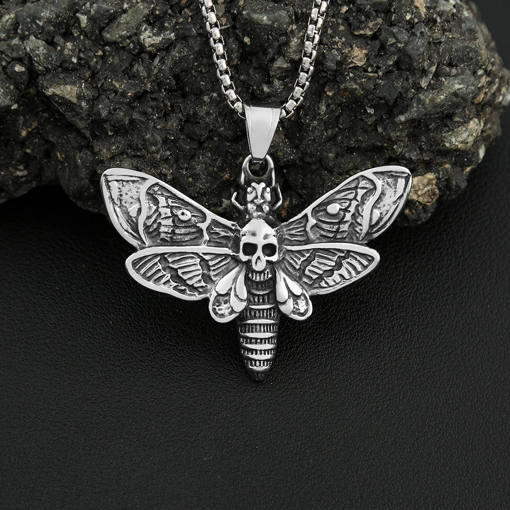 Skull Moth Pendant — Stainless Steel