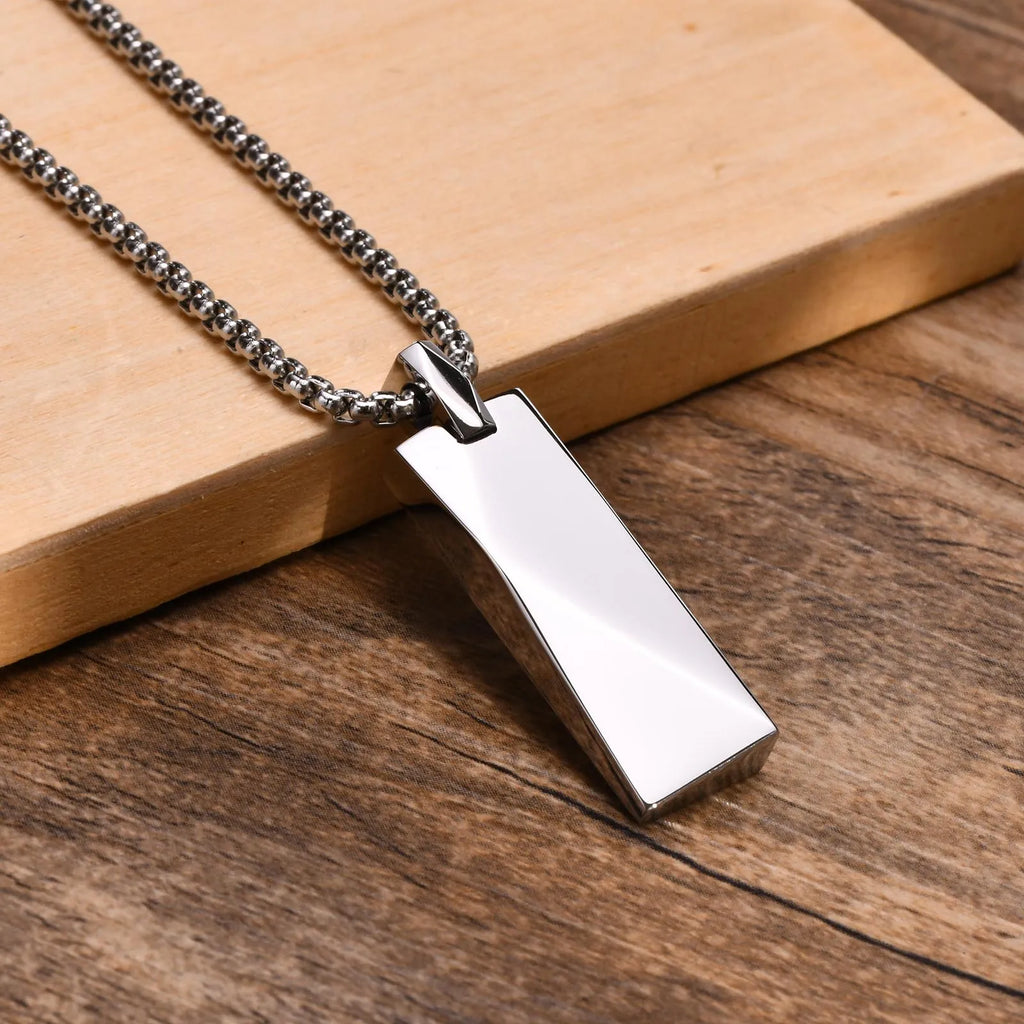 Vnox Mens Stylish Geometric Rectangle Pendant Necklace,Stainless Steel Length Adjustable Box Chain, Male Jewelry Gift