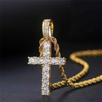 Classic Zircon Cross Necklace Iced Out Hip Hop for Men and Women Bling Pendant Punk Jewelry Gifts