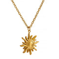 Gold Sun Stainless Steel Pendant Necklace