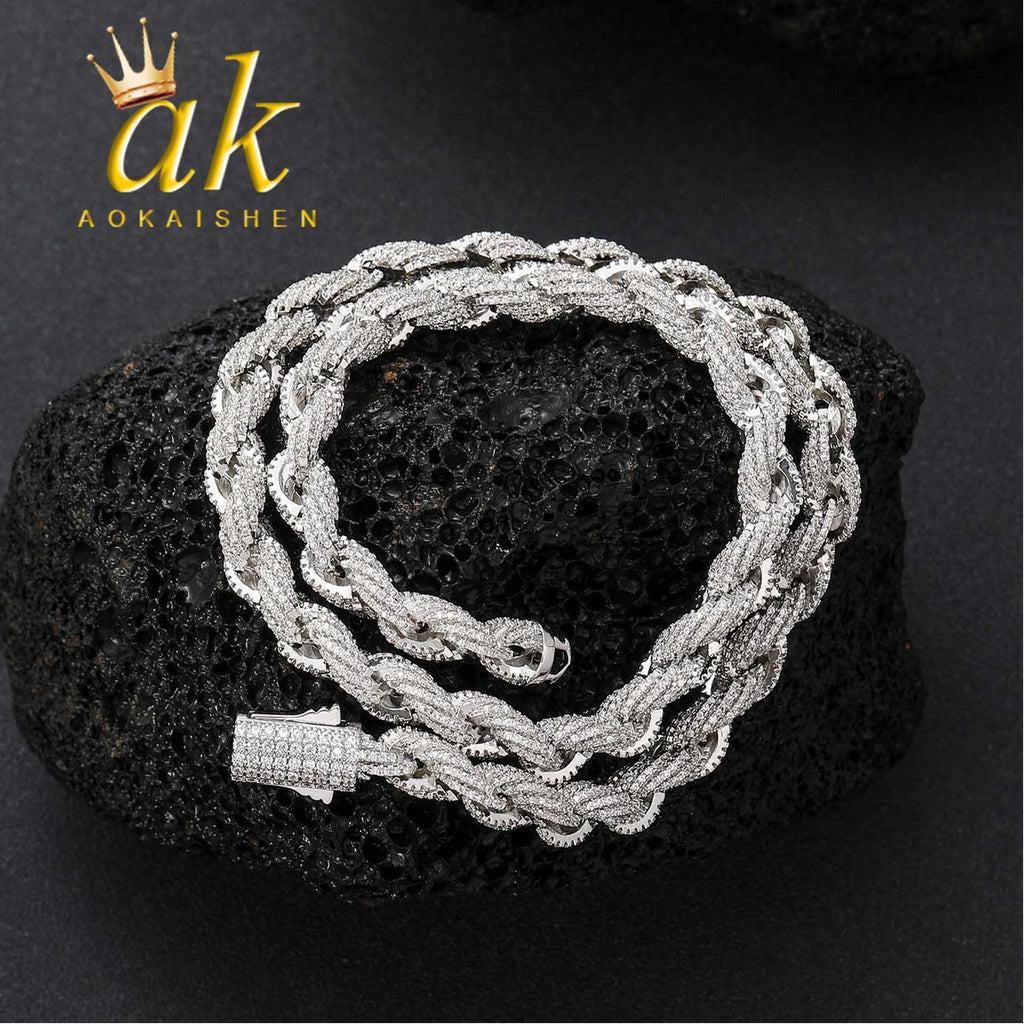 Aokaishen 8mm Stainless Steel Rope Chain for Men PVD Plated Rock Street Hip Hop Jewelry