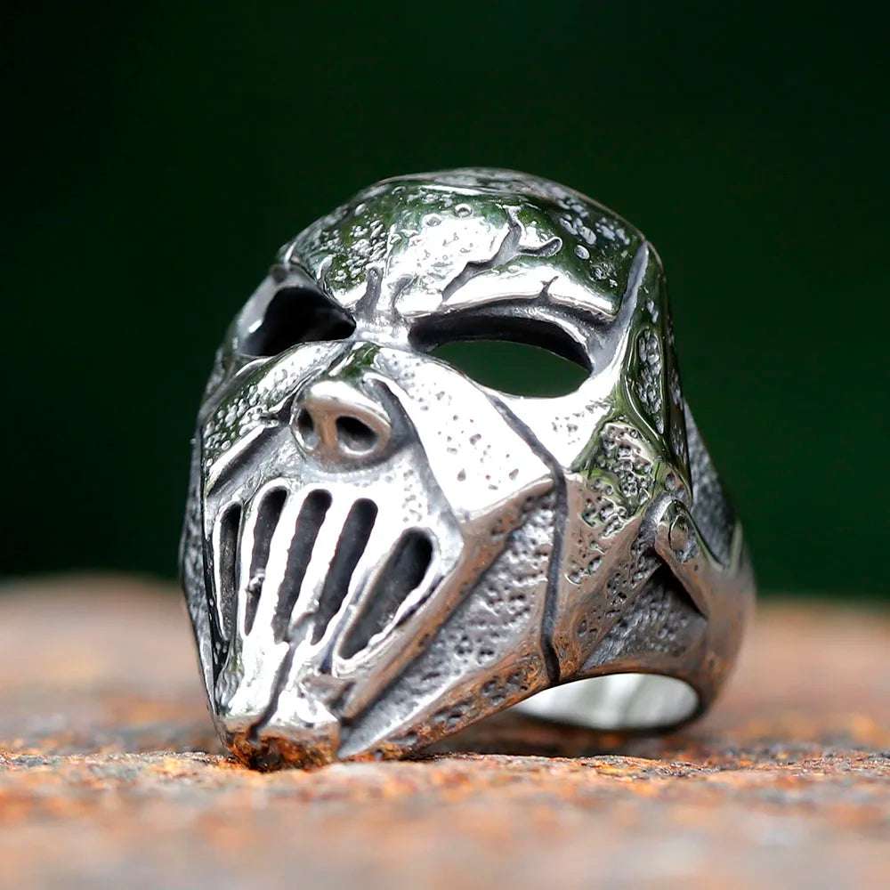 Flowers Skull Mask Ring — Stainless Steel
