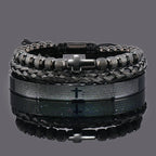 Spanish Scripture Cross Beaded Bracelet Set — Stainless Steel