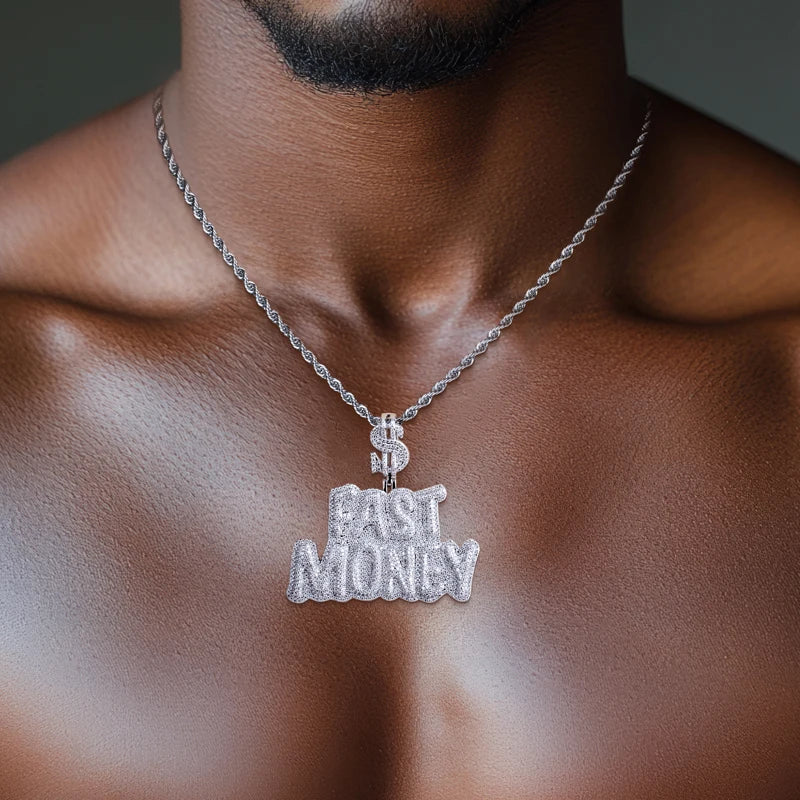 Iced Out Letter Pendant — 14K Gold