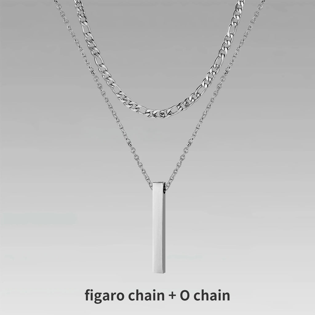 Vertical Bar Rope Cuban Chain Pendant — SS
