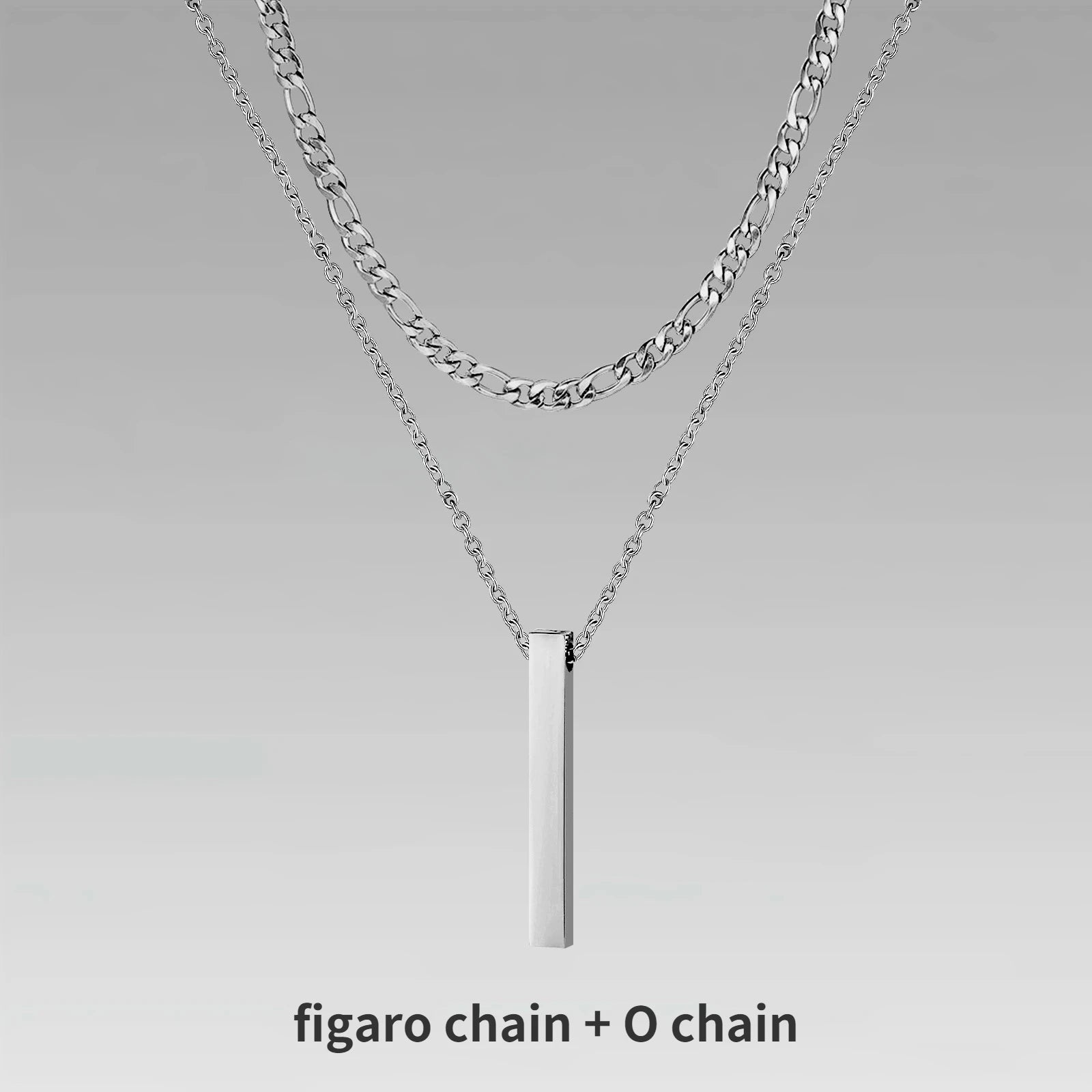 Vertical Bar Rope Cuban Chain Pendant — SS