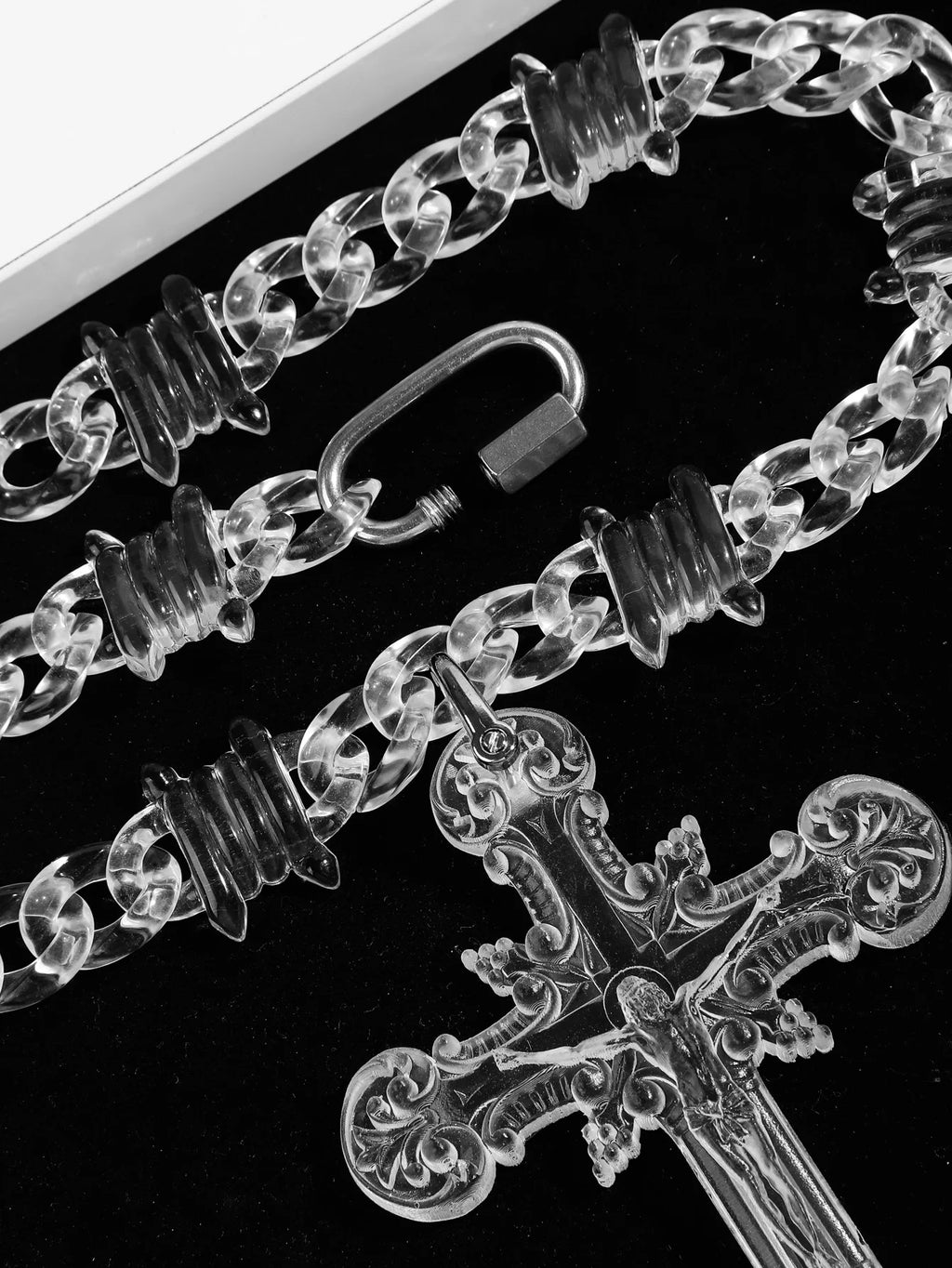 Acrylic Jesus Cross Cuban Necklace — Stainless Steel
