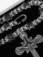 Acrylic Jesus Cross Cuban Necklace — Stainless Steel