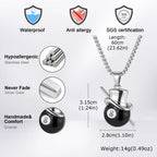 Lucky 8 Ball Pendant Necklace — Black Stainless Steel