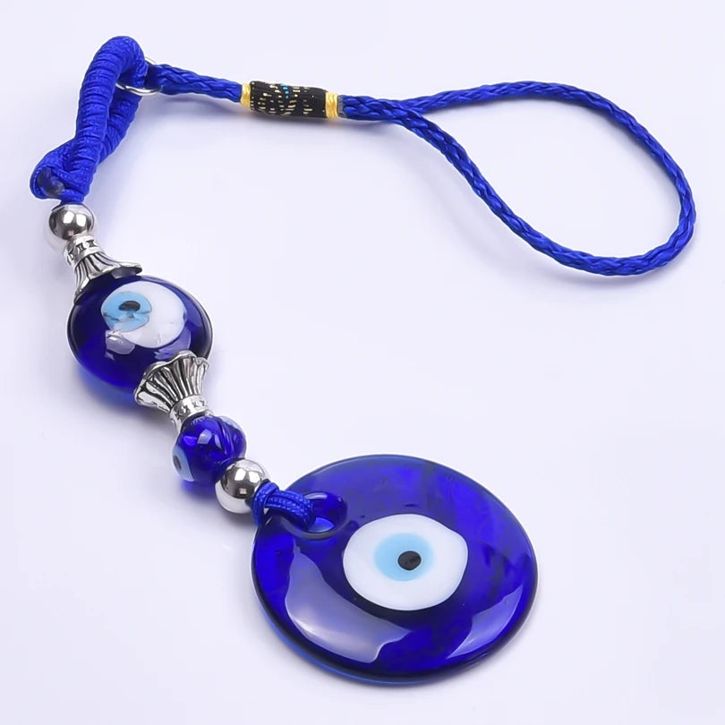 1Pc Vintage Fatima Hamsa Hand Pendant Women Key Chain Bule Glass Round Lucky Amulet Turkish Evil Eye Tassel Keyring Jewelry Bulk