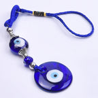 1Pc Vintage Fatima Hamsa Hand Pendant Women Key Chain Bule Glass Round Lucky Amulet Turkish Evil Eye Tassel Keyring Jewelry Bulk