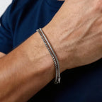 Silver Box Chain Bracelet Set — Stainless Steel
