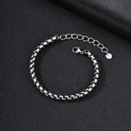 Braided Black Rope Bracelet — Stainless Steel