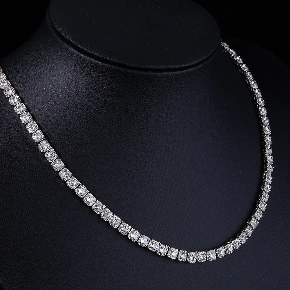 Tennis Chain Necklace Stainless Steel 5MM Cluster