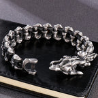Punk Rock Chinese Loong Dragon Head & Body Chain Bracelet for Man Matte Brushed Stainless Steel Bracelets Men's Male