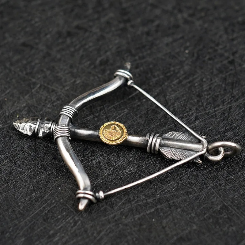 Buyee 925 Sterling Silver Male Big Pendant Chain Elegant Bow Arrow Necklace for Men Fashion Unique Fine Jewelry Chain