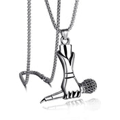 Silver Microphone Hand Pendant Necklace