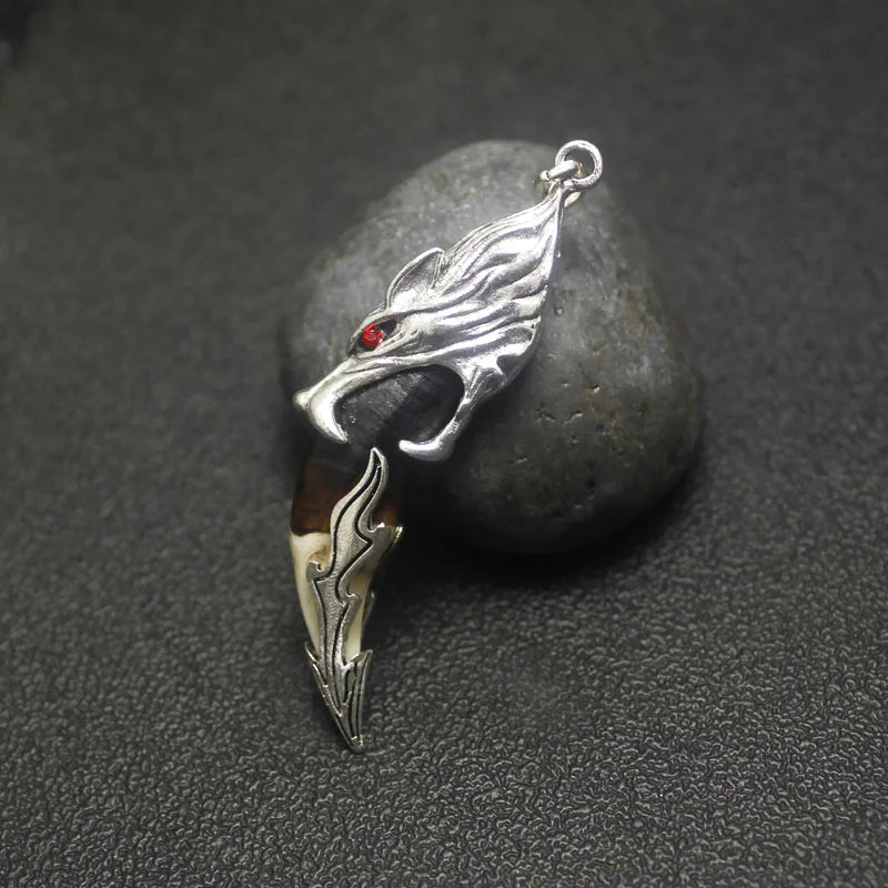 Punk Fashion Brave Men Wolf Gog Teeth Spike Pendant Necklace Women Men Lucky Jewelry Classic Fang Tooth Amulet Pendant Necklace