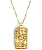 Double Sided Original Tarot Cards Necklace Tarot Moon Cigano Divination Zircon Necklace Wheel of Fortune Star Death
