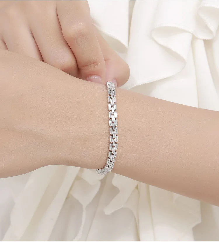Luxury Solid Platinum PT950 Women's Moissanite Full Diamond Bracelet Women's Tennis Chain Ladder Single Row Diamond Bracelet
