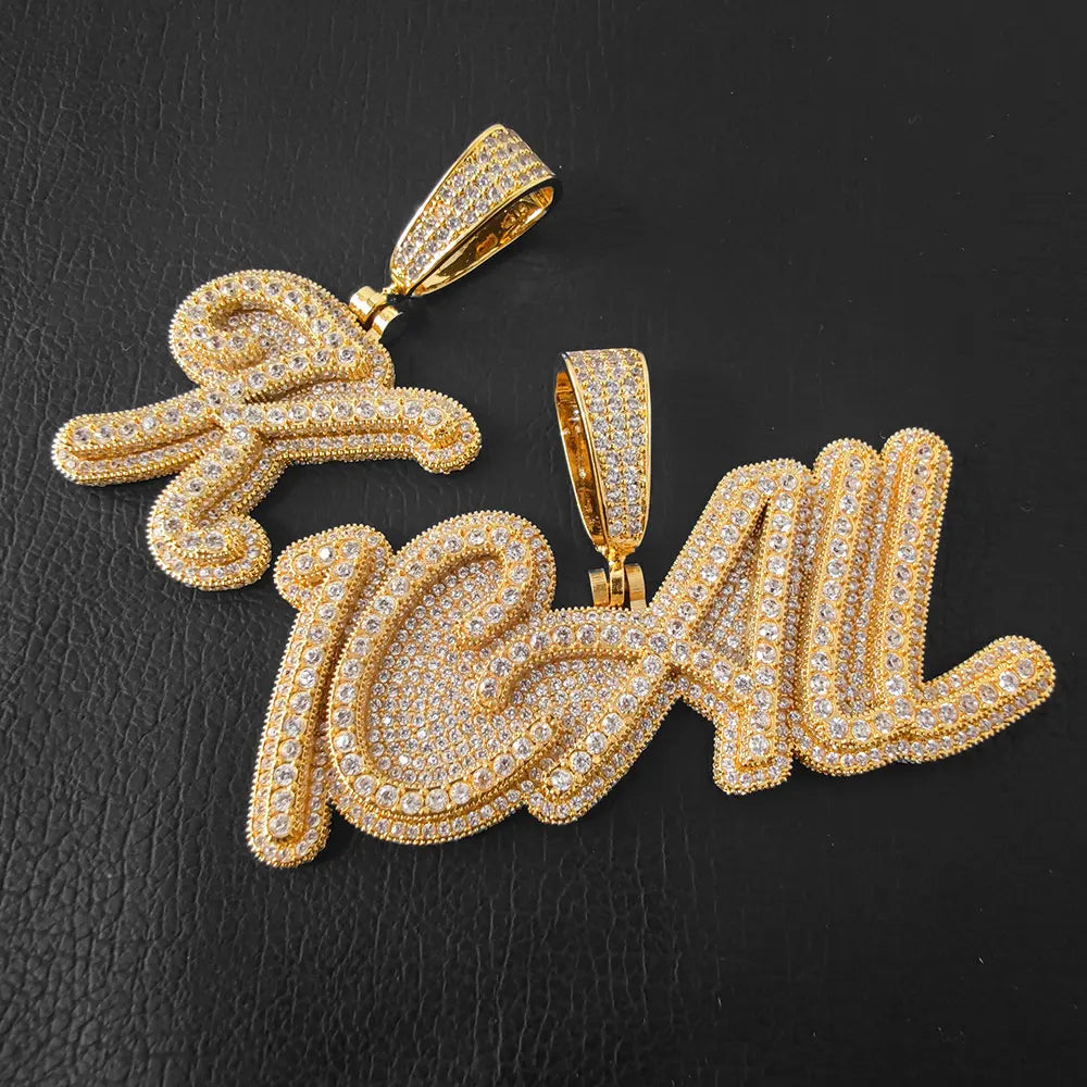 Iced Out Letter Pendant Name Statement