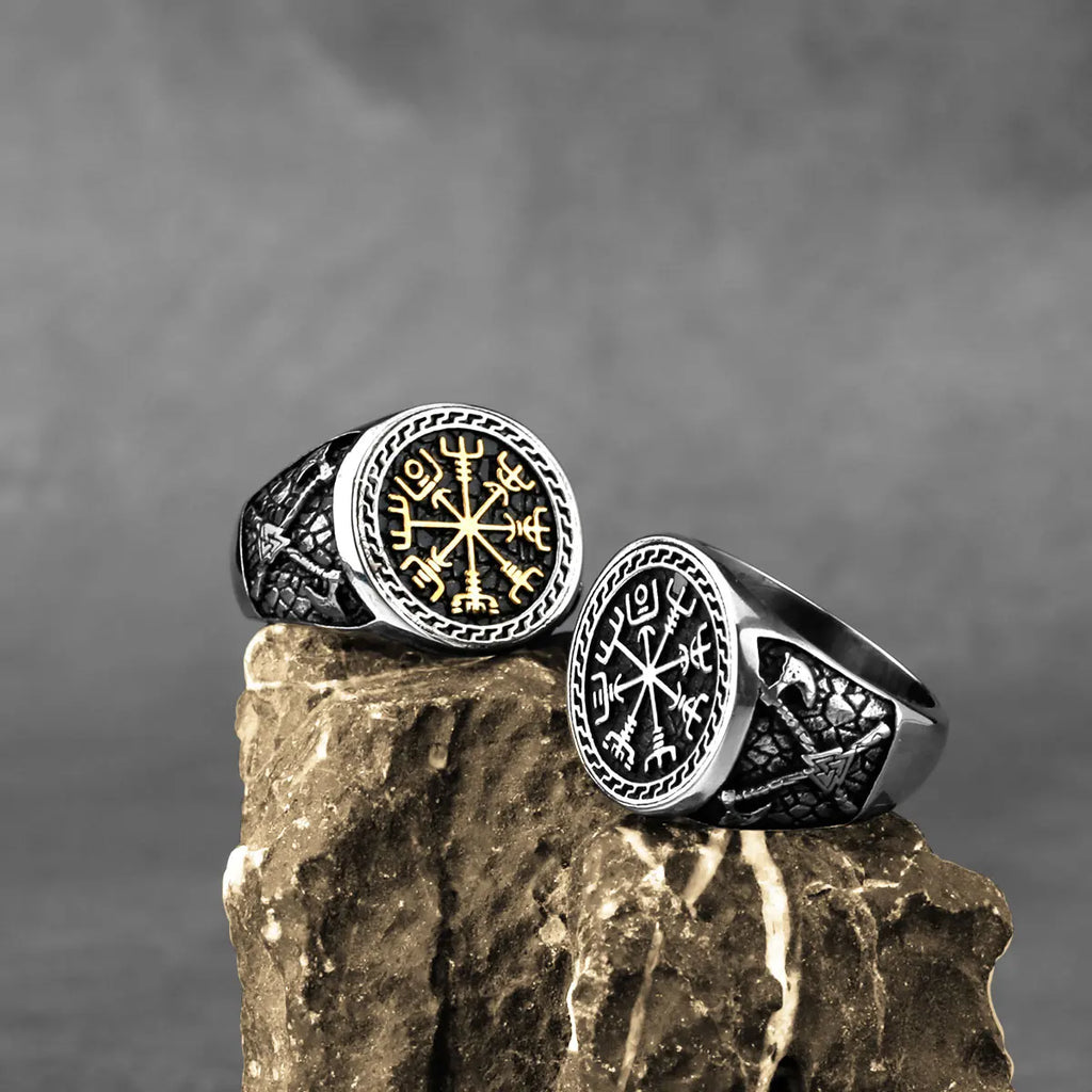 Stainless Steel Vikings Vegvisir Compass Runes Ring for Men Vintage  Fashion Celtic Knot Accessories Hip Hop Biker Jewelry Gift