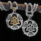 Retro Norse Rune Celtic Knot Necklace Gold Color Stainless Steel Viking Symbols Valknut Pendant Punk Male Gift Jewelry