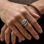 Retro Golden Eye Tang Lion Ring For Men Punk Gothic Open Ring Designer Jewelry Unisex Accessories Cultural Bless Gift