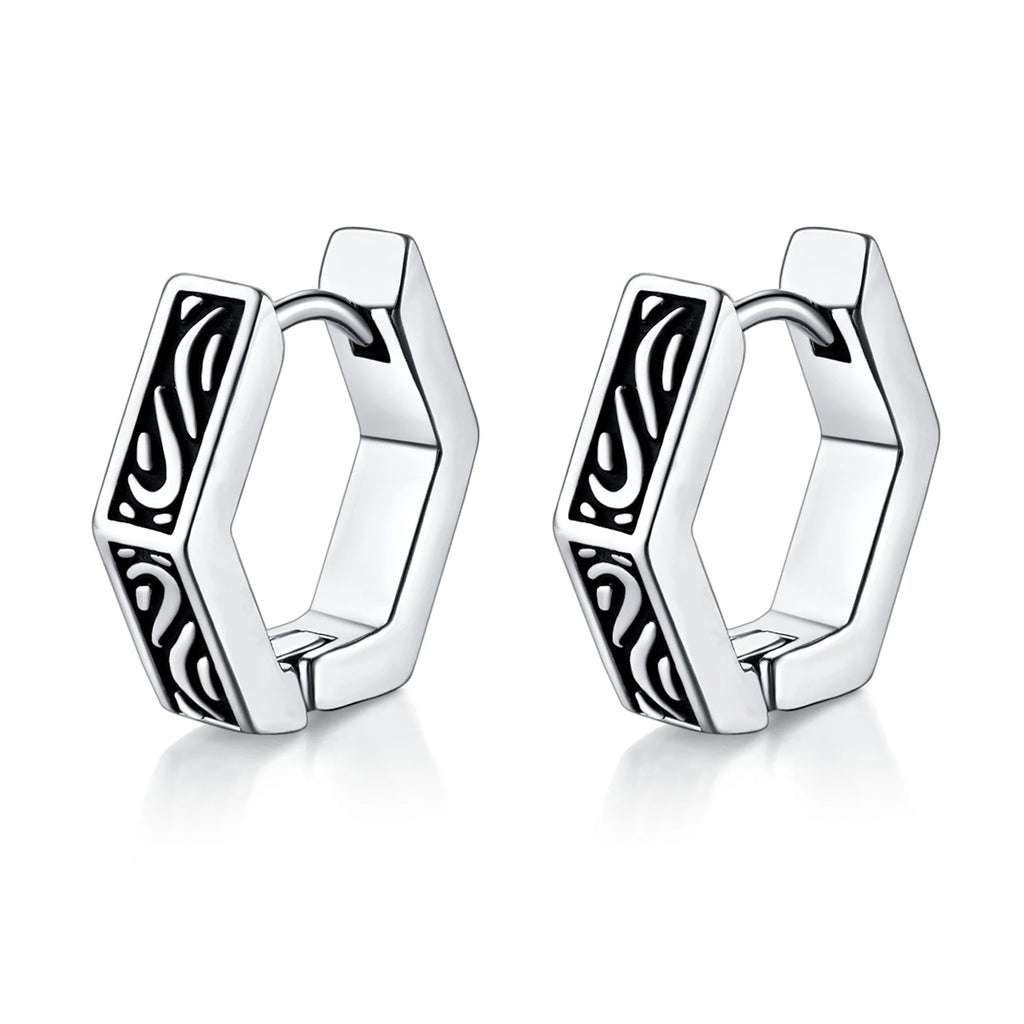 Geometric Hoop Earrings — Stainless Steel