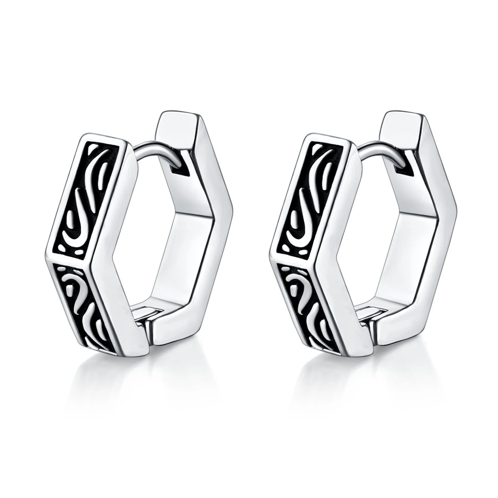 Geometric Hoop Earrings — Stainless Steel