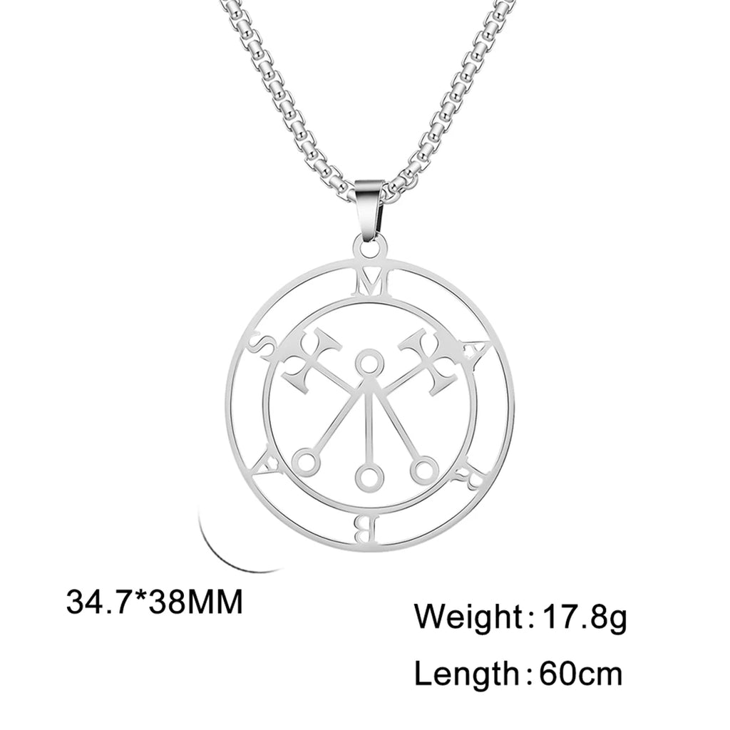 EUEAVAN Mythical Goddess Sigil of Lilith Necklaces Stainless Steel Demon Seal Marbas Pendant Necklace Solomon Amulet Jewelry