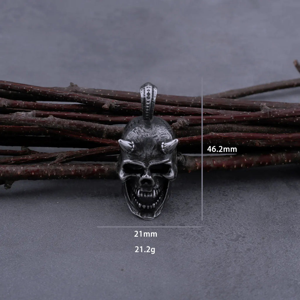Devil Skull Box Chain Pendant Necklace — Stainless