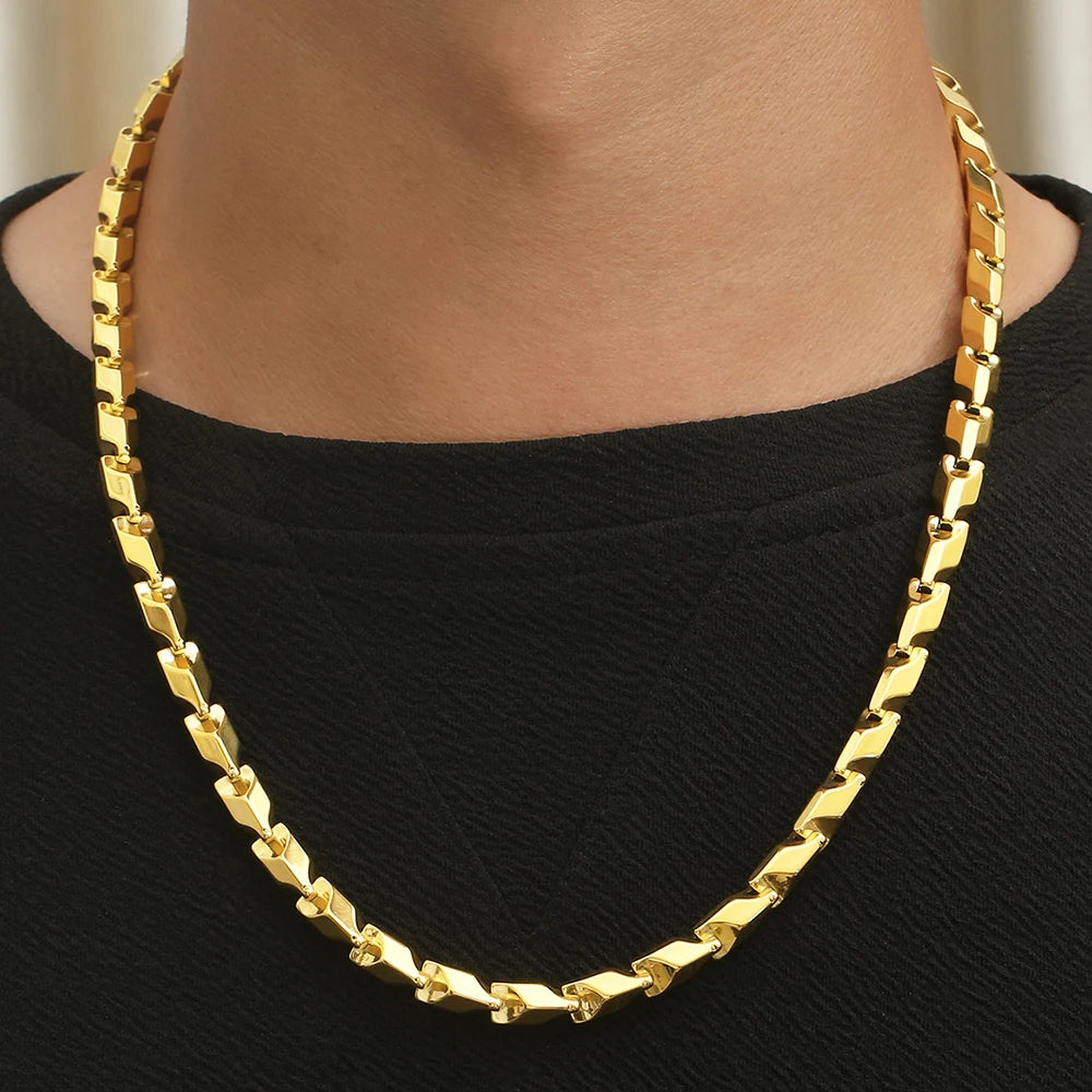 Men's Hip Hop Solid Chain Set 316L Stainless Steel Rope Necklace & Bracelet Man Punk Gothic Male Jewelry Accessories