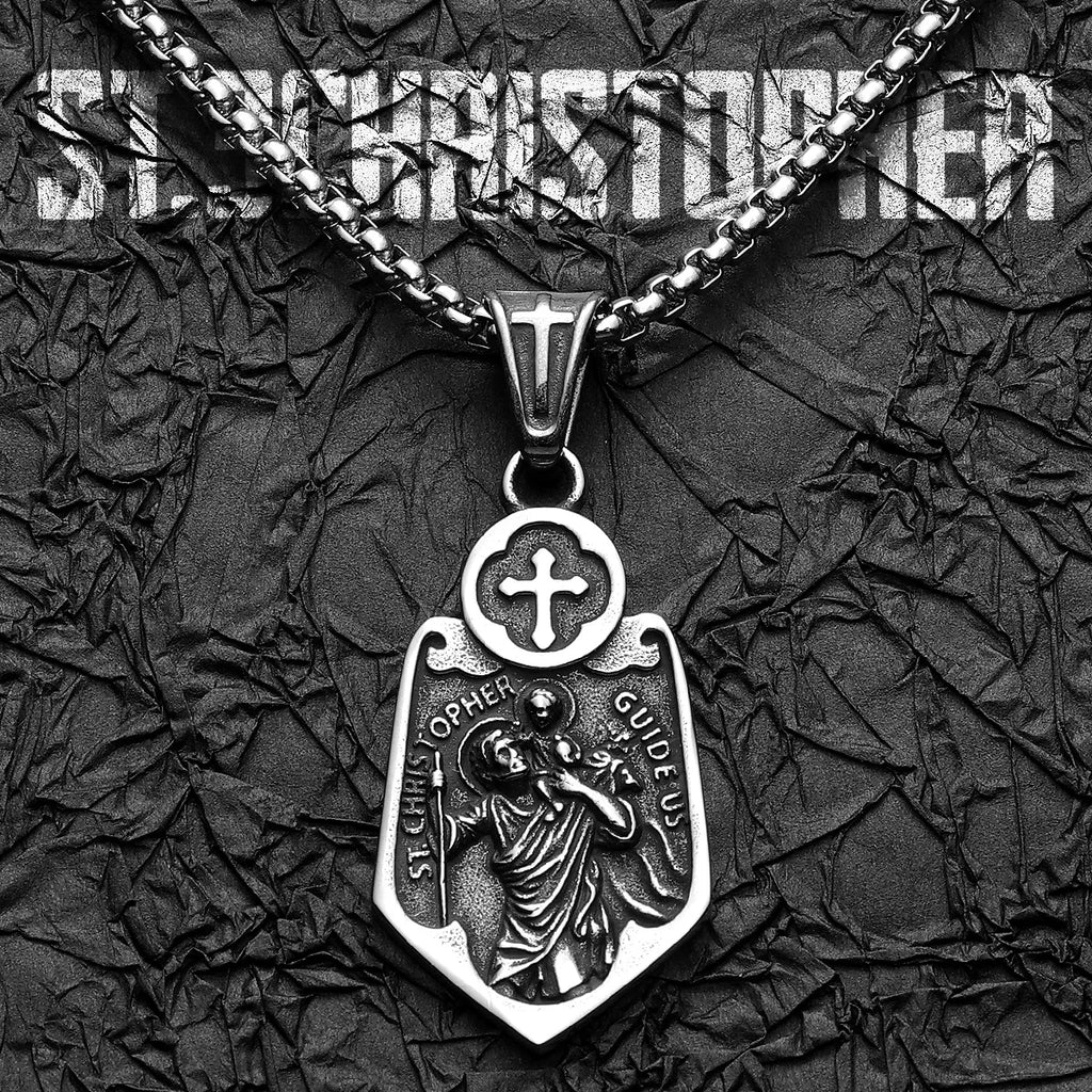 Cross Shield Pendant — Stainless Steel