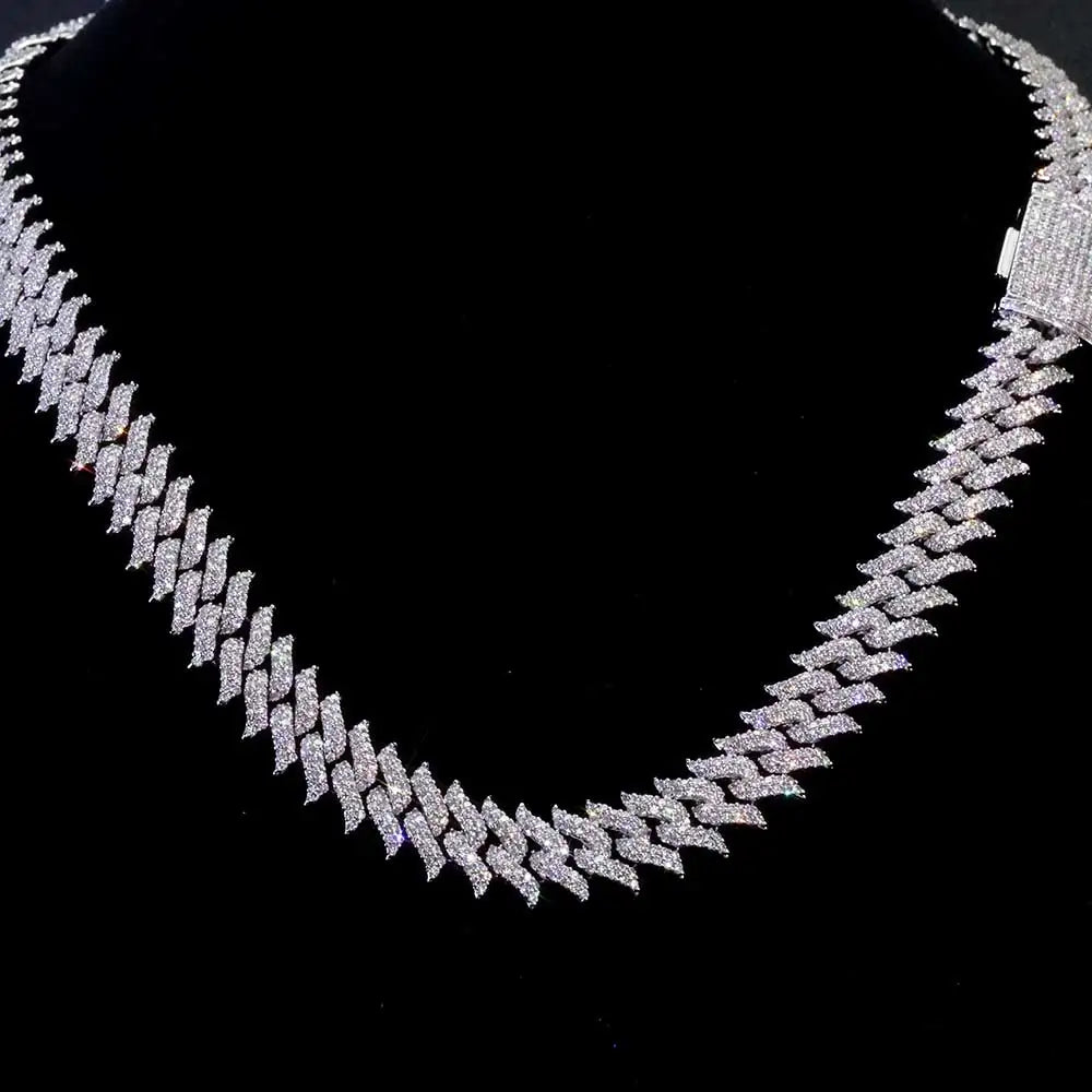 Iced Out Spiked Chain Necklace Stainless Steel