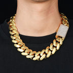 Iced Out Rhombus Cuban Link Chain Necklace 25mm — Two-Tone