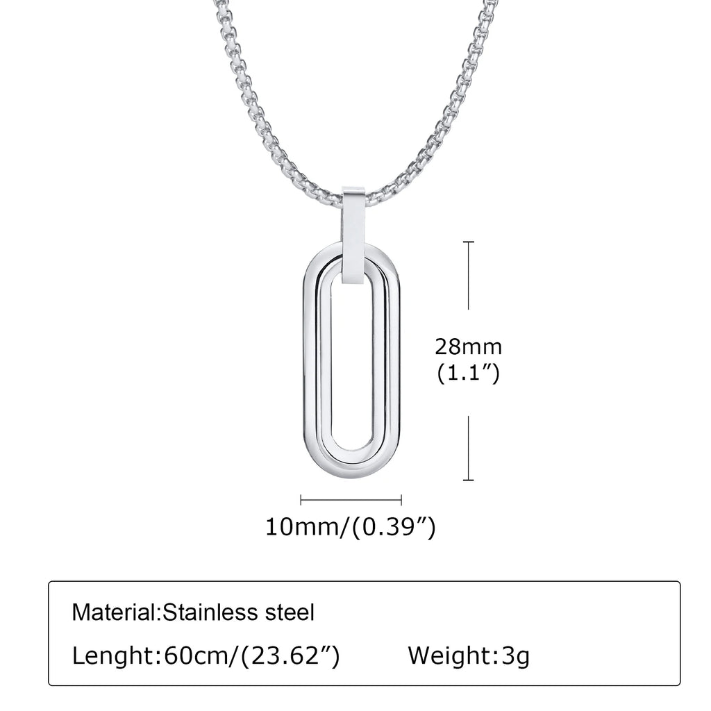 Hollow Geometric Square Pendant — Stainless