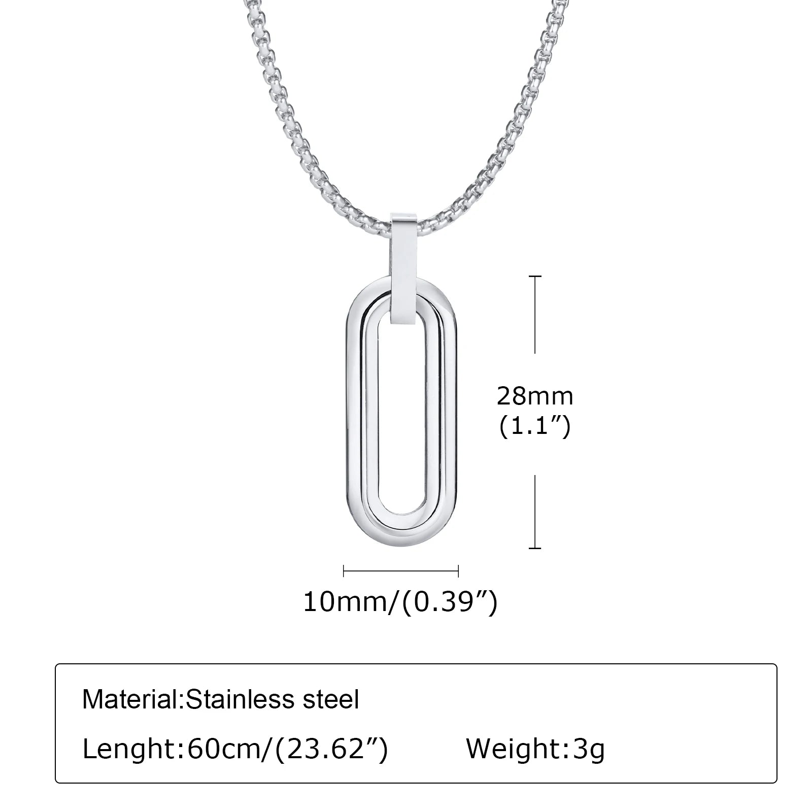 Hollow Geometric Square Pendant — Stainless