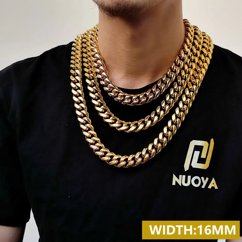 Stainless Steel Cuban Chain Necklace Miami 8/10/12MM