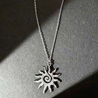 Fashion Vintage Chic Sun Shaped Pendant Necklace Stainless Steel Earrings Statement Golden Fashion Jewlery Accessories