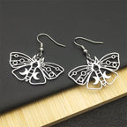 Butterfly Silver Earrings Gothic Crescent Moon