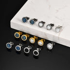 Zircon Stud Earrings — Stainless Steel