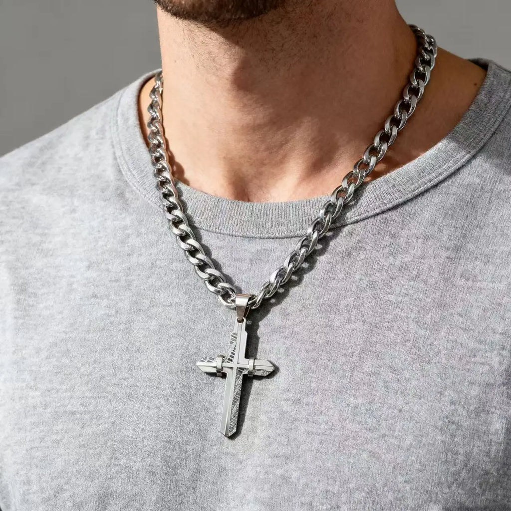 3D Cross Stainless Steel Pendant Necklace