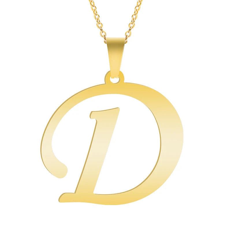 Initial 26 Letters Pendant Stainless Steel Necklaces For Women Men Accessories English Alphabet Necklace Fashion