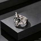 Fashion Gothic Bat Ring for Men, Non-fading Stainless Steel Creative Animal Rings, Punk Unique Design Finger Jewelry