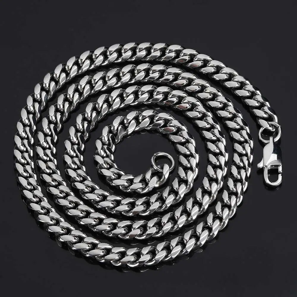 Gold Stainless Steel Cuban Chain Necklace 4-8MM