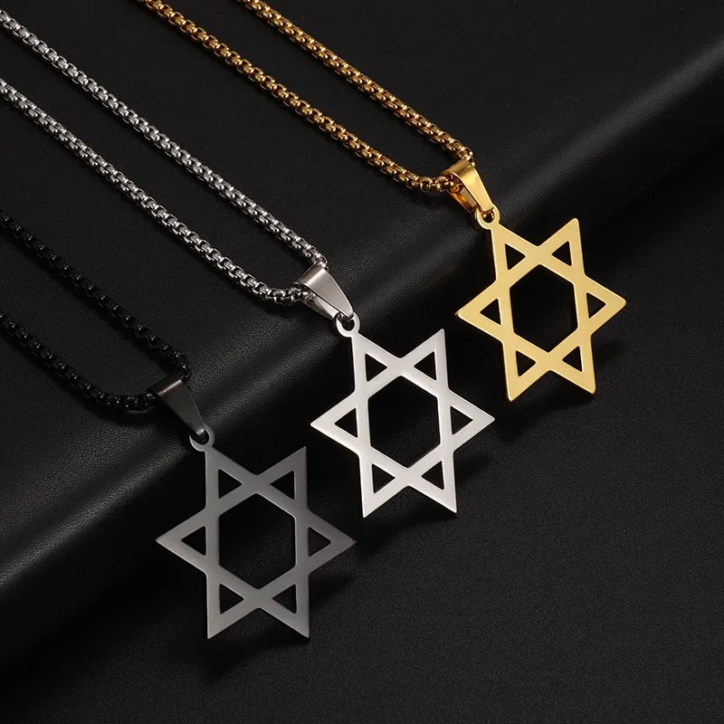 Trendy Mogan David Star Pendant High-Quality Alloy Israel Jewish Star of David Necklace for Men Jewelry