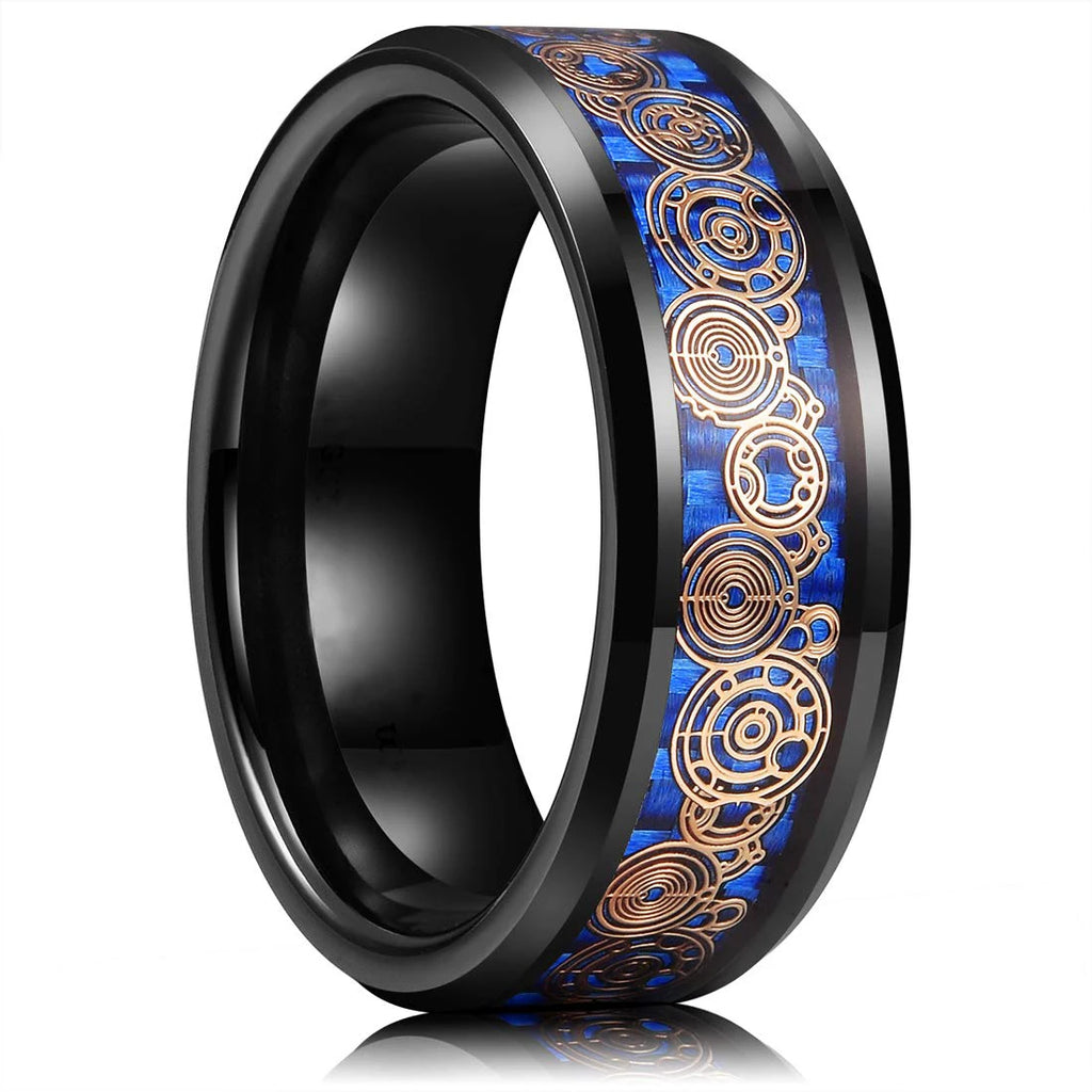 Fashion 8mm Stainless Steel Celtic Dragon Rings For Men Inlay Purple Carbon Fiber Rings Wedding Band Jewelry Birthday Gifts